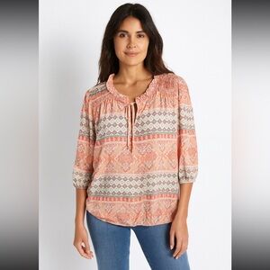 Star Vixen women’s short sleeve Bohemian Peach Patterned Blouse Size 2X